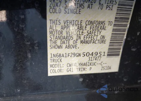 2016 Nissan Titan Xd Platinum Reserve Diesel из США, поврежденный, VIN 1N6BA1F29GN504951